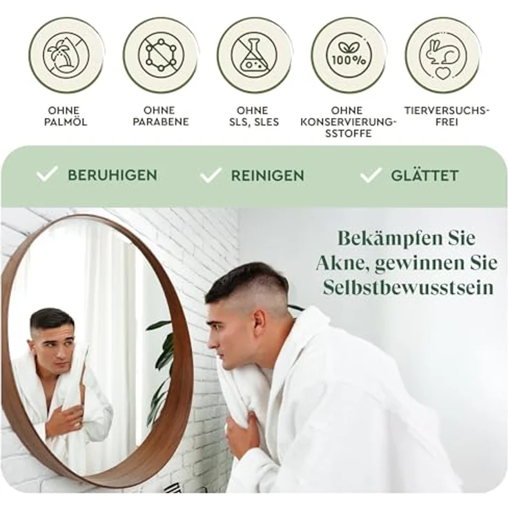 lubiu Teebaumöl Seife Stück, 100g Naturseife zur Bekämpfung von Pickeln und Akne für Gesicht und Körper – Bild 5