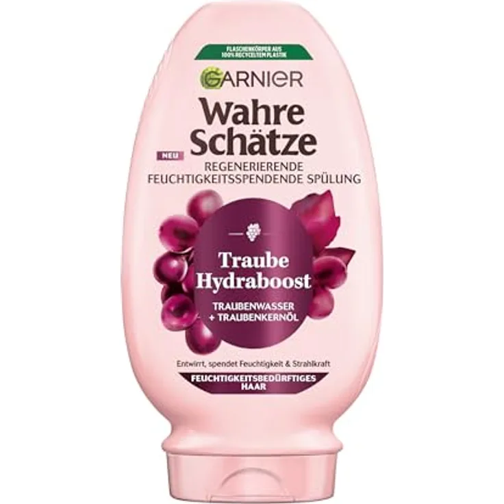 Garnier Wahre Schätze Regenerierende Feuchtigkeitsspendende Spülung, Traube Hydraboost, Conditioner für feuchtigkeitsbedürftiges Haar, 200 ml