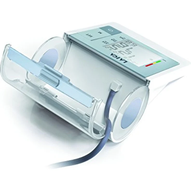 Laica BM2605 Blutdruckmesser, vollautomatische Blutdruckmesser für die Messung am Oberarm, Manschette für große Oberarme (22 - 42 cm) mit Manchettehalterung, XL-Display – Bild 4