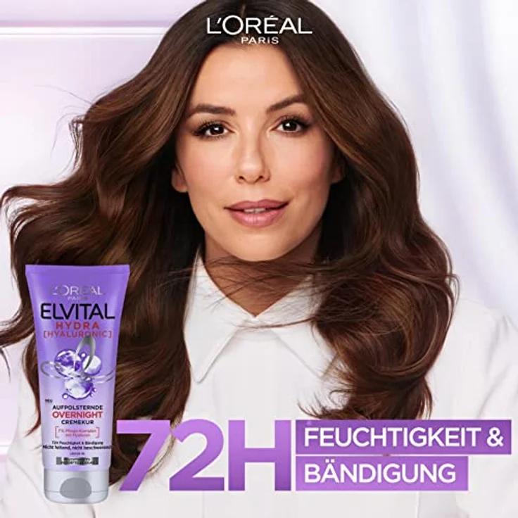 L'Oréal Paris Elvital feuchtigkeitsspendende Haarmaske, Leave In für glänzendes und gesundes Haar über Nacht, Mit Hyaluron für einen Feuchtigkeitsboost, Hydra Hyaluronic Overnight Mask, 1 x 200 ml – Bild 2