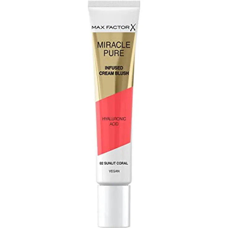 Max Factor Miracle Pure Creme-Rouge, Farbton 02 Sunlit Coral, 15 ml, veganes Rouge mit langanhaltendem Effekt und leichter Textur