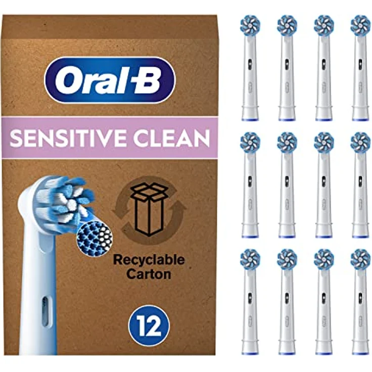 Oral-B Pro Sensitive Clean Aufsteckbürsten für elektrische Zahnbürste, 12 Stück, sanfte Zahnreinigung, innovative X-förmige Borsten, Original Oral-B Zahnbürstenaufsatz, Made in Germany – Bild 1
