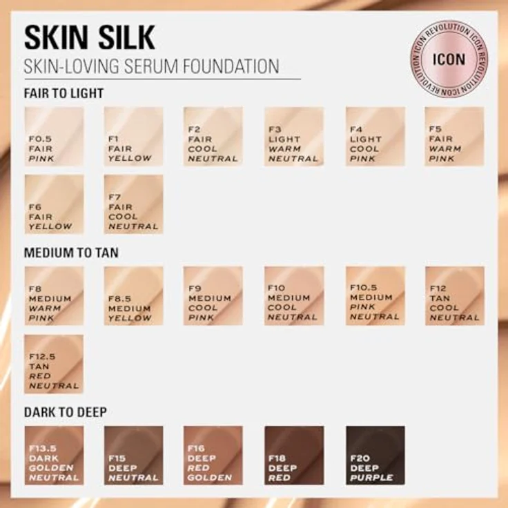 Revolution Beauty London Skin Silk Serum Foundation, Light to Medium Coverage with Hyaluronic Acid, F10.5 Golden Warm, 23ml – Bild 3