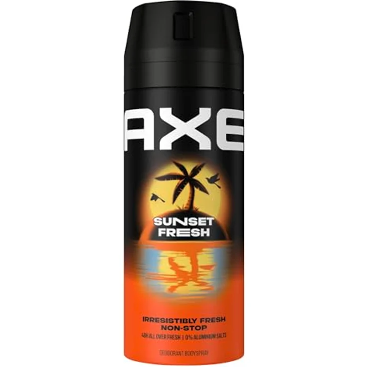 Axe Bodyspray Sunset Fresh Deo, 48 Stunden Schutz ohne Aluminiumsalze, 6 x 150 ml, Duftrichtung Mango und Mandarinen – Bild 1