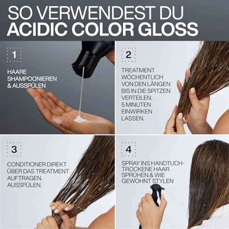 Redken Conditioner für Reinigung und Farbschutz bei gefärbtem Haar, Farbbrillanz für bis zu 32 Haarwäschen, Mit Glanzkomplex & pH-ausgleichende Formel, Acidic Color Gloss Conditioner, 500 ml – Bild 4