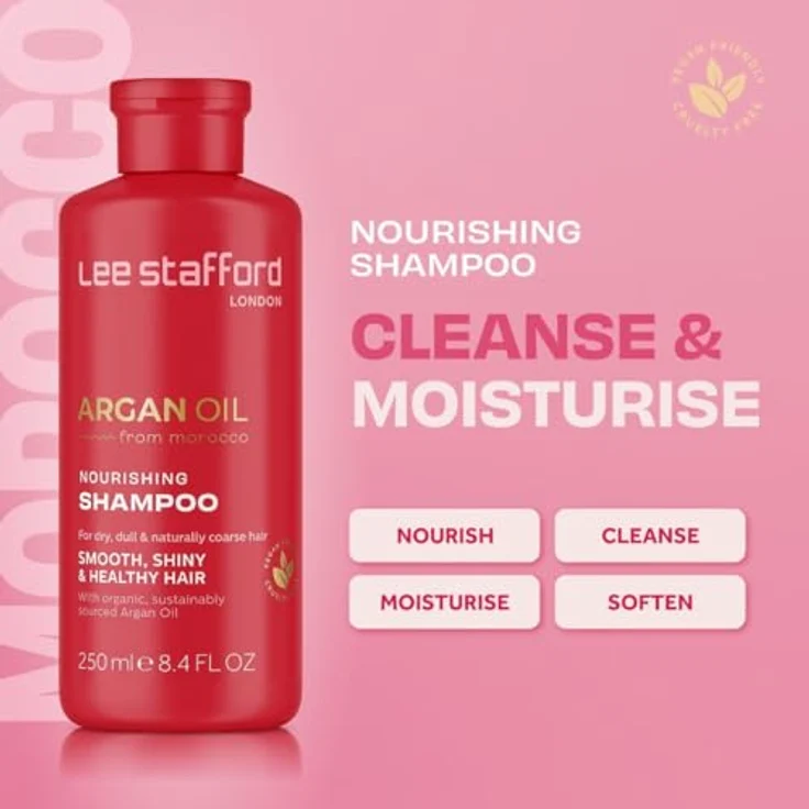 Lee Stafford ArganOil Nourishing Shampoo 250ml, tiefenreinigend und pflegend für trockenes, dickes Haar – Bild 2