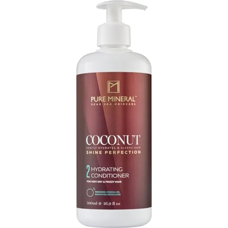M PURE MINERAL DEAD SEA COSMETICS Pure Mineral, Spülung mit Kokosöl, feuchtigkeitsspendend, ohne Sulfate, Parabene, Petrolate, 500ml