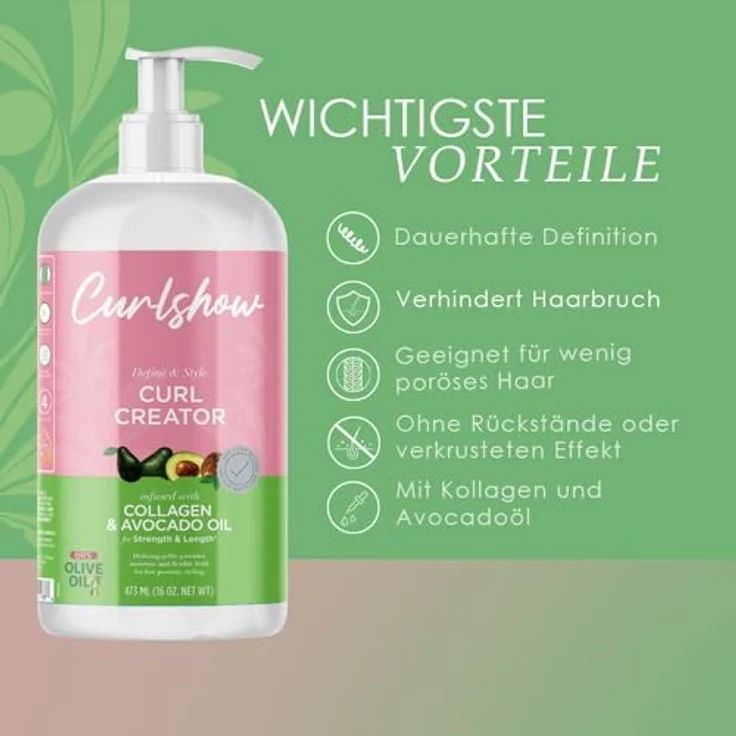 ORS Curlshow Curl Creator, Haarstylingprodukt mit Kollagen und Avocadoöl, 473 ml für elastische Locken und Haargesundheit – Bild 3