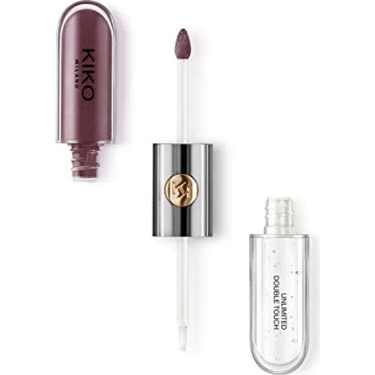 KIKO Milano Unlimited Double Touch, langanhaltender flüssiger Lippenstift mit Glanz, Farbton 123 Satin Grape, 6 ml – Bild 1