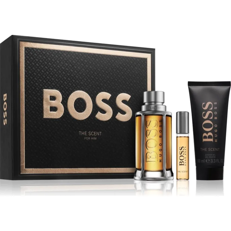 Hugo Boss BOSS The Scent Geschenkset für Herren, 100 ml Eau de Toilette, 100 ml Duschgel, 10 ml Eau de Toilette, Duft-Miniaturen