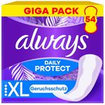 Always Daily Protect Slipeinlagen Damen Extra Long, 54 Binden, Giga Pack, atmungsaktiv, mit frischem Duft, geruchsneutralisierend, seitliche Schutzzonen, flexibel