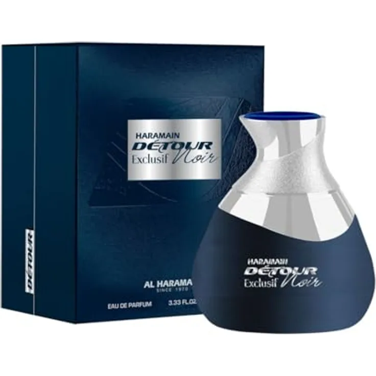 Al Haramain Detour Noir Exclusif 100ml Eau de Parfume Spray | Arabian Perfume for Women | Luxury Unisex Scent, Almond, Mandarin Orange, Bergamot, Rose, Vanilla, Coffee