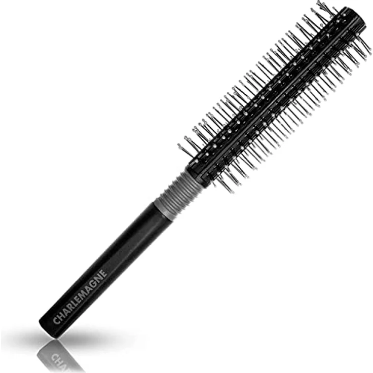Charlemagne Rundbürste - 21 cm, Schwarz - Anti-Frizz & Volumen Föhnbürste für Männer - Pflege für Haar & Bart - Kompakt für Unterwegs – Bild 1