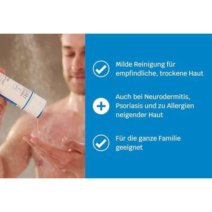 SIRIDERMA Pflege-Duschbad | Veganes, basisches Duschgel für trockene und empfindliche Haut | Auch bei Neurodermitis, Psoriasis (ohne Parfum, 250 ml) – Bild 4