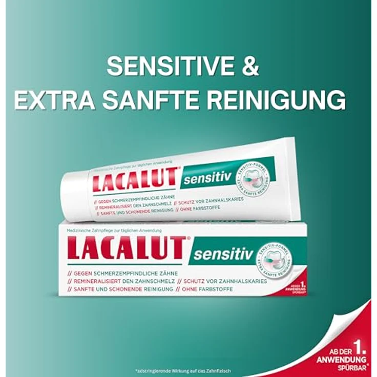 LACALUT Sensitiv Zahncreme, reduziert Schmerzempfindlichkeit, schützt Zähne & Zahnfleisch, 75ml – Bild 5