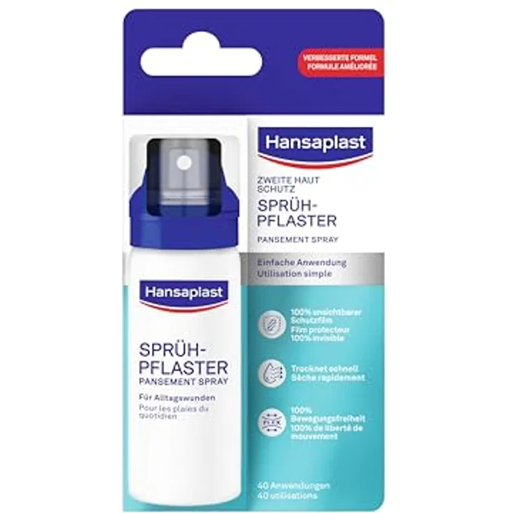Hansaplast Zweite Haut Schutz Sprüh-Pflaster, 100% wasserdicht, 40 ml Sprühflasche