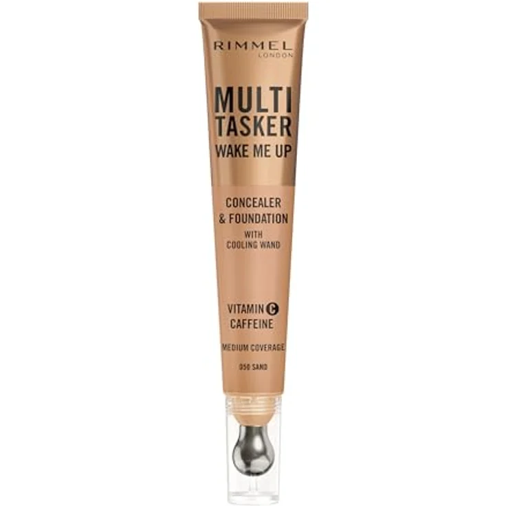 Rimmel Multi-Tasker Wake Me Up Concealer & Foundation – 50 – Sand, 20 ml - Müde Haut aufhellen und korrigieren, mit Koffein und Vitamin C – Bild 1