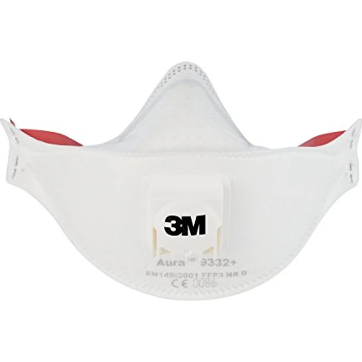 3M Aura Atemschutzmaske 9332+SV / Partikelmaske mit gesteigertem Tragekomfort durch Cool Flow Ausatemventil / Einwegmaske mit höchster Schutzstufe FFP3 für maximalen Atemschutz / 5 Stück – Bild 3