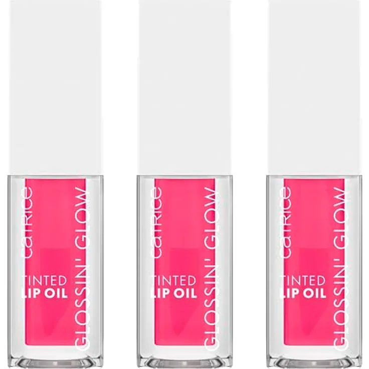 Catrice Glossin' Glow Tinted Lip Oil, Lipgloss, Nr. 040, Pink, pflegend, Färbeeffekt, mit Ölen, natürlich, vegan, ohne Parabene, ohne Mikroplastikpartikel, Nanopartikel frei, 3er Pack (3x4ml)