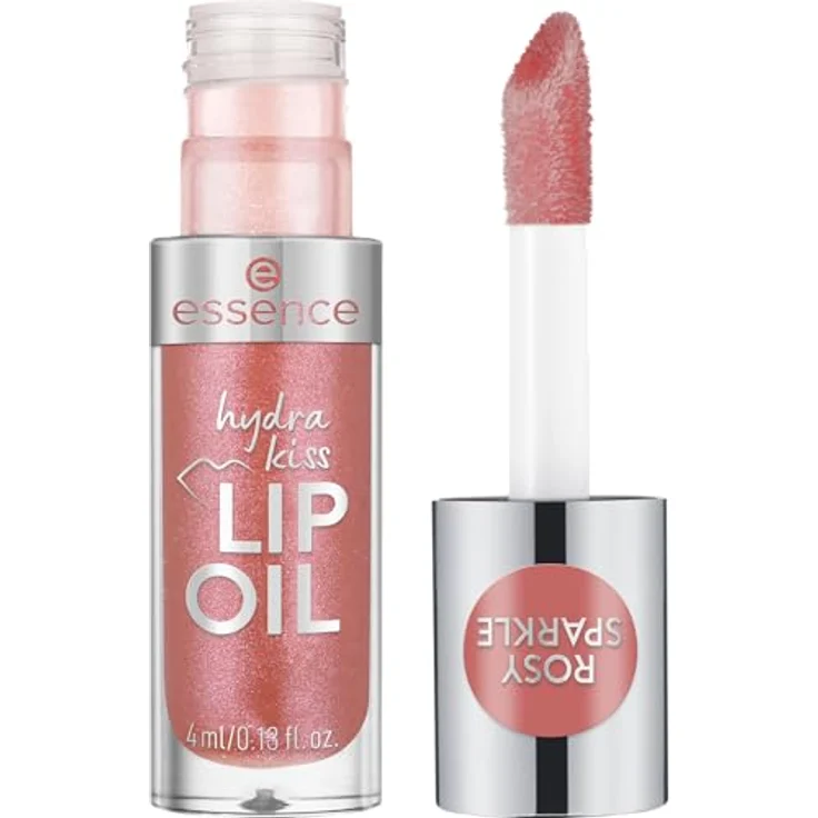 essence Hydra Kiss, hydratisierendes Lippenöl mit glänzendem Finish, Farbton 11 Rosy Sparkle, 4 ml – Bild 1