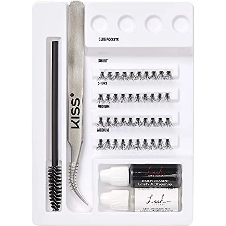 KISS Lash Couture LuXtensions Collection 3D DIY Wimpern Extensions Set, 40 Wimpernbüschel, Wimpernkleber, Wimpern Applikator, Wimpernbürstchen, semi-permanenter Wimpernkleber und Entferner – Bild 4