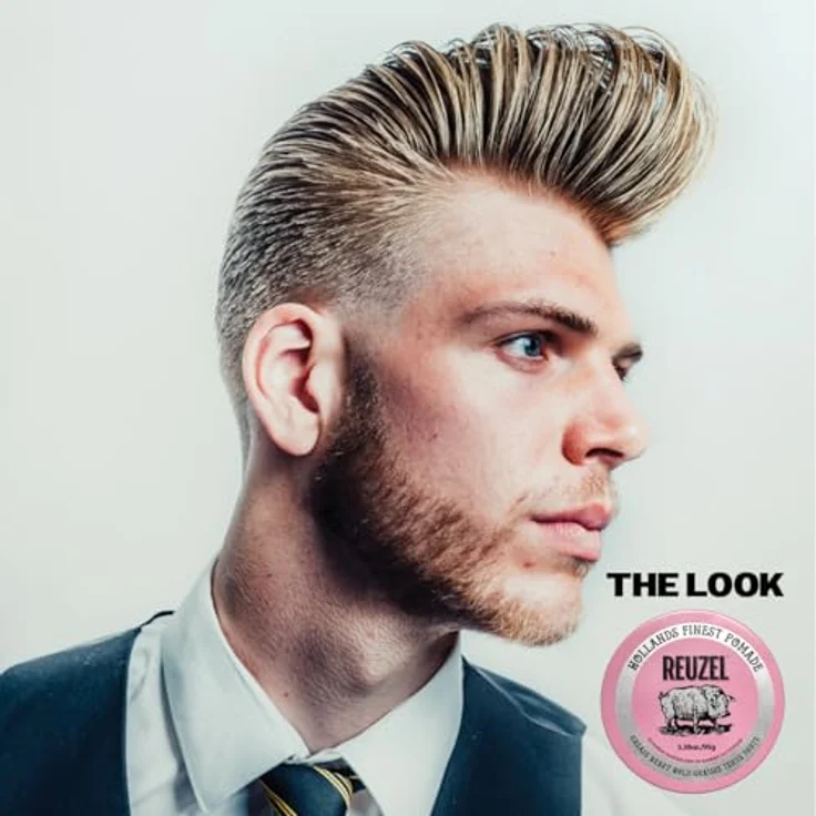 Reuzel Pink Grease Heavy Hold Pomade, 95 g, Unisex Haarpomade mit extra starkem Halt und gesundem Glanz – Bild 6