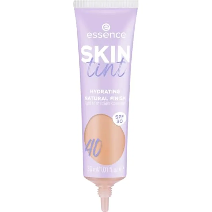 essence cosmetics SKIN tint, Make-up, Nr. 40, Nude, feuchtigkeitsspendend, vegan, ölfrei, SPF 30, 1er Pack (30ml)
