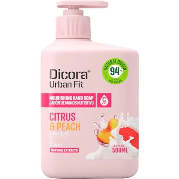 Dicora UrbanFit Handseife Vitamin C Citrics & Peach, 500 ml – Feuchtigkeitsspendende Formel mit natürlichen Extrakten, cruelty-free