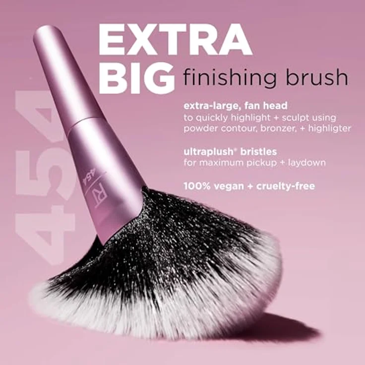 Real Techniques Extra Big Finishing Brush RT 454, Pinsel für die Wangen mit langen, feinen Borsten, vegan – Bild 4