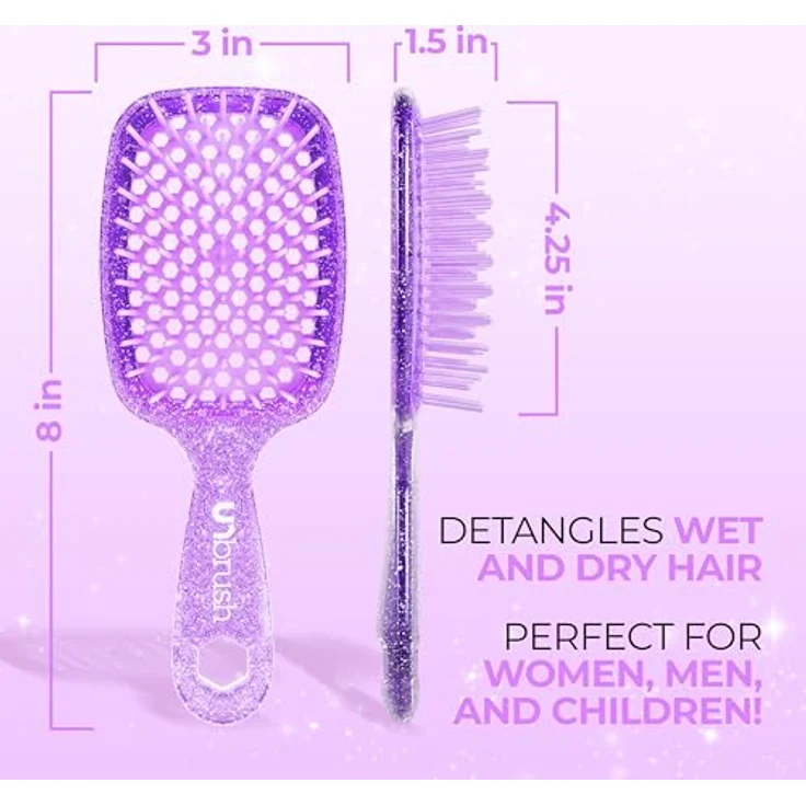 UNbrush Glitter Collection Detangling Hair Brush, Amethyst Detangler mit 105 Borsten für nasses und trockenes Haar, Unisex – Bild 5