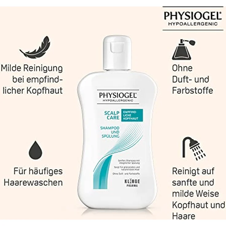 PHYSIOGEL Scalp Care Mildes Shampoo und Spülung 250 ml – sanfte Reinigung und Kopfhaut Pflege für empfindliche, trockene Kopfhaut – Feuchtigkeitsshampoo & Conditioner für glänzendes Haar – Bild 3