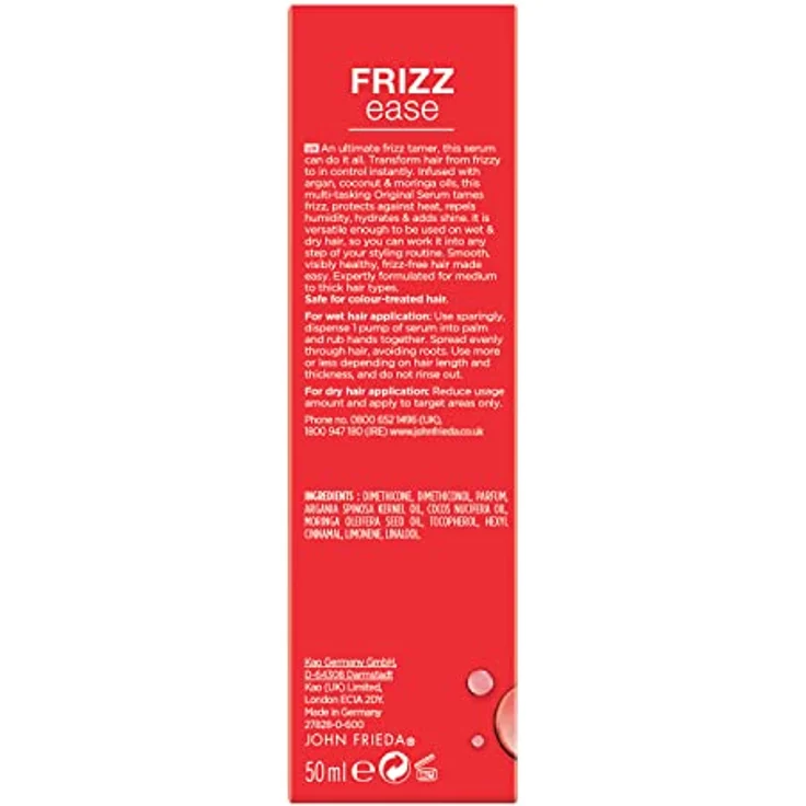 John Frieda Frizz Ease Original, glättendes Serum für strapaziertes Haar, 50 ml, seidige Geschmeidigkeit – Bild 2
