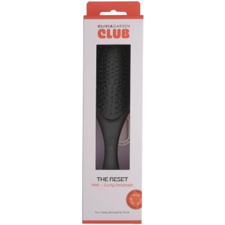 Olivia Garden Club THE RESET CUSHION Wet & Curly Detangling Hairbrush, Haarbürste für welliges und lockiges Haar, schwarz, ergonomisches Design mit ausziehbarem Kämmchen – Bild 2