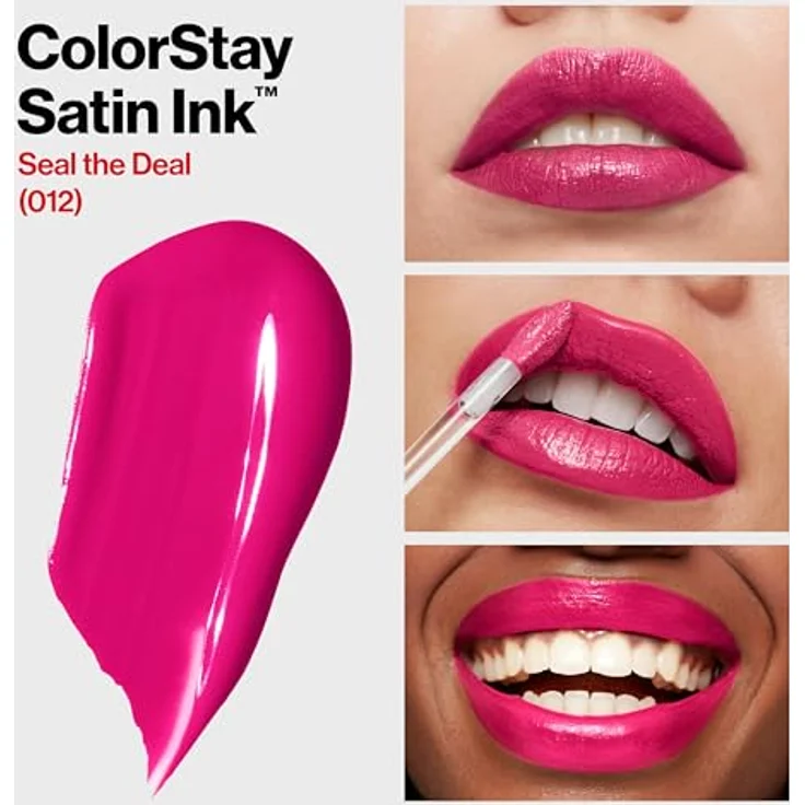 Revlon Cosmetics ColorStay™ Satin Ink, langhaltender flüssiger Lippenstift, Farbton N°012 Seal the Deal, 5 ml, vegan, satin-mattes Finish – Bild 2