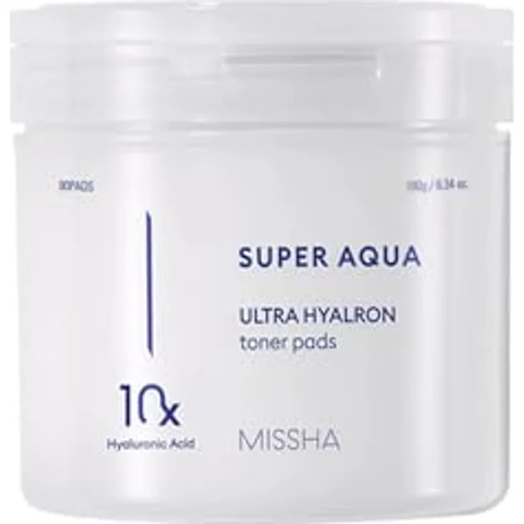 Missha Super Aqua Ultra Hyalron Toner Pads, Gesichtsreinigungstücher mit Hyaluronsäure und Meeresextrakten, 90 ml