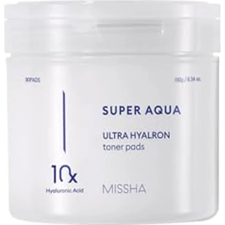 Missha Super Aqua Ultra Hyalron Toner Pads, Gesichtsreinigungstücher mit Hyaluronsäure und Meeresextrakten, 90 ml – Bild 1