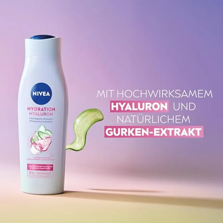 NIVEA Hydration Hyaluron Feuchtigkeits-Shampoo, 250 ml, veganes Shampoo für trockenes Haar mit Hyaluron & Gurken-Extrakt, 99% biologisch abbaubar – Bild 2