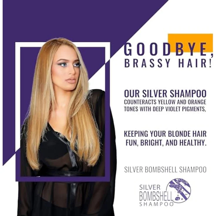 GK HAIR Global Keratin GKhair Silver Bombshell 710 ml - Lila Shampoo/Toner für blondes und graues Haar, entfernt gelbe messingfarbene Töne - Frauen (710 ml) – Bild 5