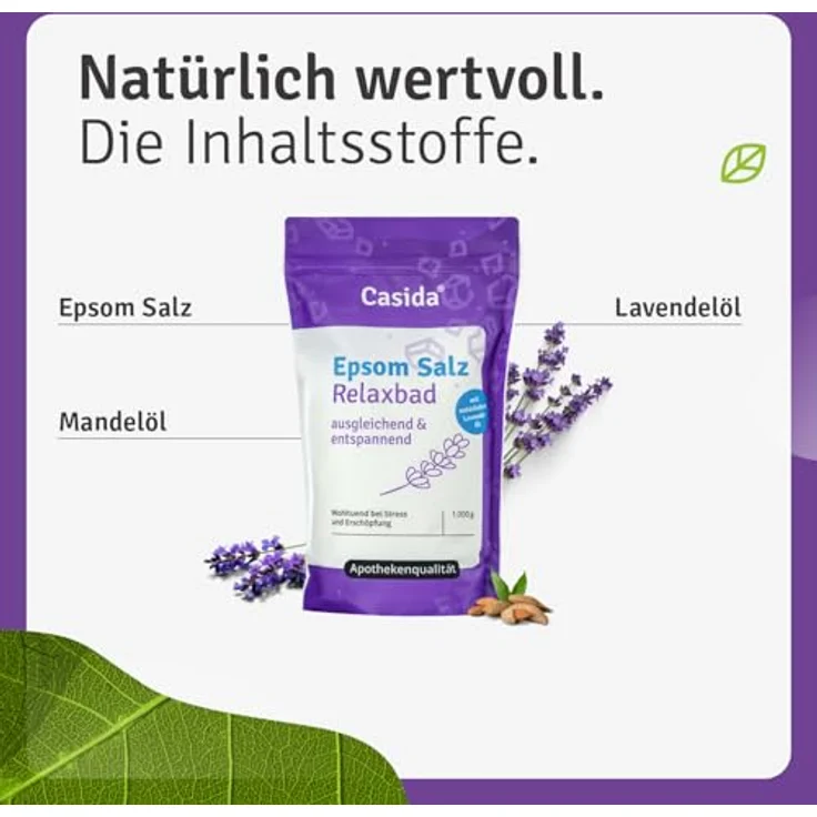 Casida Epsom Salz Relaxbad mit Lavendel Badesalz & Badebomben 1.0 kg – Bild 3