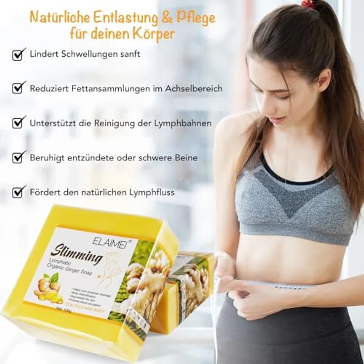 P-Beauty Ingwer Kojisäure-Seife, Naturseife mit Ingwer-Extrakt, Olivenöl & Sheabutter, 100g – Für glatte Haut, geeignet für Gesicht & Körper – Bild 3