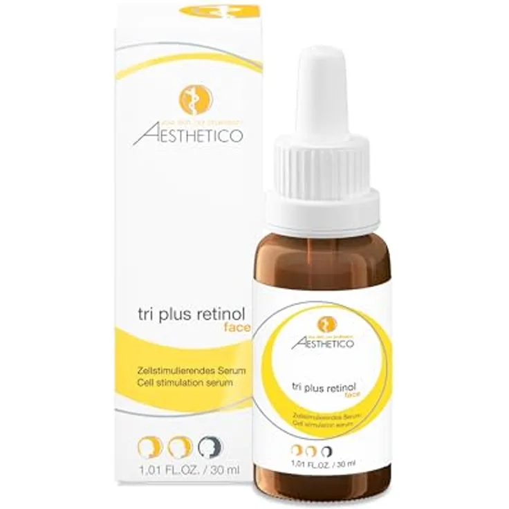 AESTHETICO tri plus retinol, 30 ml - Intensiv korrigierendes Serum mit Retinol, Retinyl Palmitat, Bakuchiol und pflanzlichen Extrakten, anti-aging