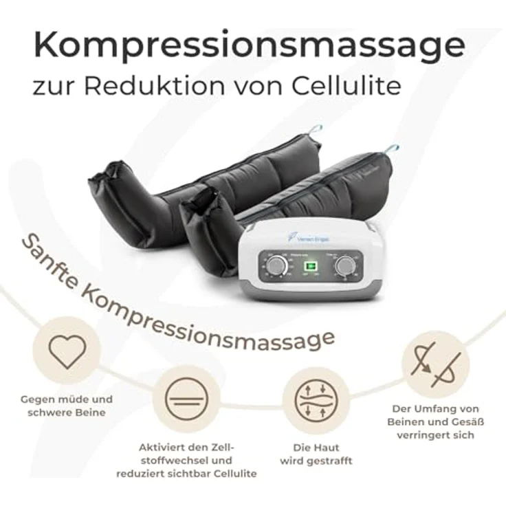 Venen Engel 4 Basic, Beinmassagegerät mit 2 Beinmanschetten, 4 Luftkammern und 1 Massageprogramm zur Cellulite-Reduktion, fördert Durchblutung – Bild 2
