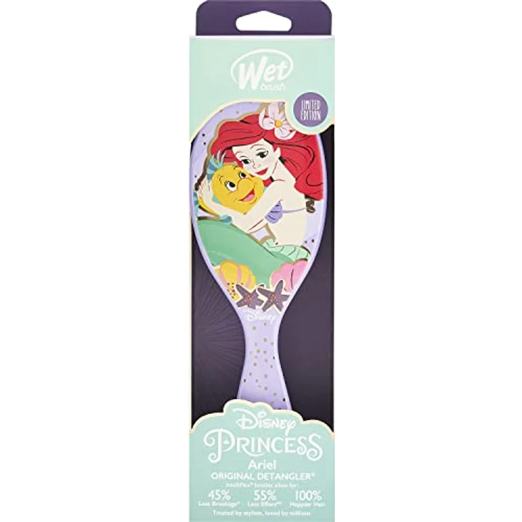 WetBrush Original Detangler Haarbürste mit ultraweichen Intelliflex-Borsten zum sanften Trennen von Knoten mit Leichtigkeit, reißt nicht, für alle Haartypen, Disney Ultimate Princess Collection, Ariel – Bild 1
