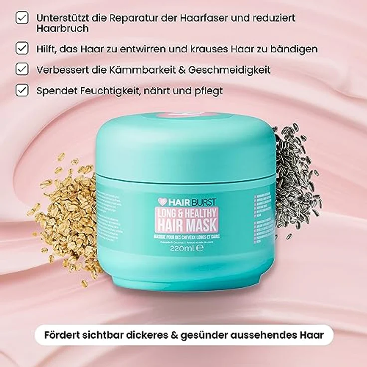 Hairburst Long & Healthy Hair Mask, nährende Haarmaske mit feuchtigkeitsspendenden Inhaltsstoffen, 220 ml – Bild 2