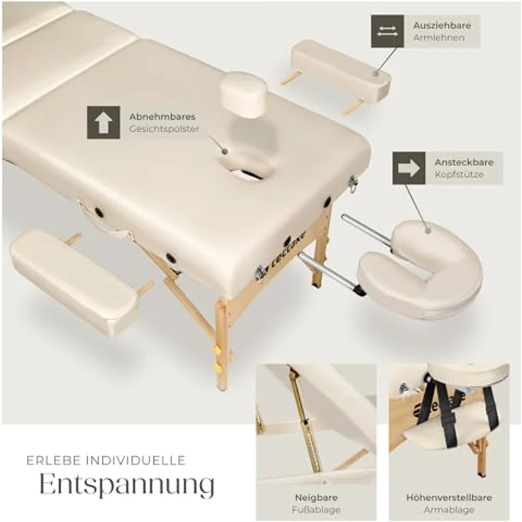 TecTake Massageliege Massagestuhl, 3 Zonen Massageliege – Bild 4