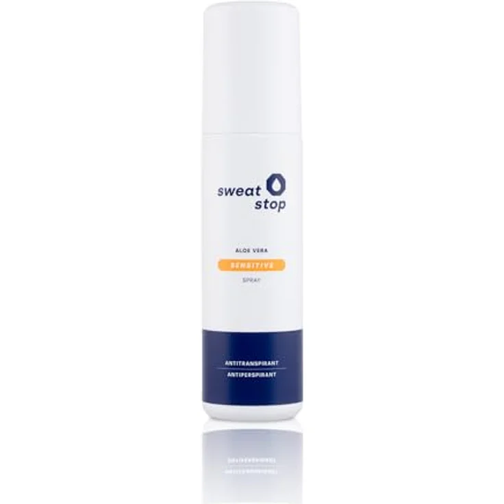 Sweat Stop Aloe Vera Sensitive Antitranspirant Achsel Spray 100ml gegen Schwitzen für empfindliche Haut | 24-48h Sicherheit | Vegan & dermatologisch getestet – Bild 1