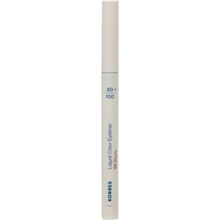 KORRES Liquid Color Eyeliner Black 01, intensiv schwarz, satinierter Finish, wasserresistent, ultrafeine Filzspitze, vegan, 1ml – Bild 2