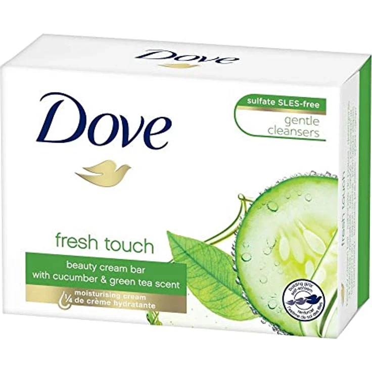 Dove Waschstück Beauty Cream Bar mit Gurke und Grünem Tee für die tägliche Hautreinigung mit 1-4 Feuchtigkeitscreme und milden Reinigungsstoffen 100 g für Alle Hauttypen geeignet – Bild 2