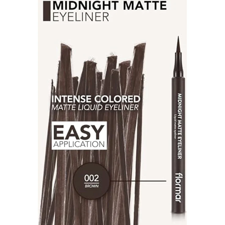 flormar Midnight Matte Eyeliner, Eyeliner im Filzstift mit Matt-Effekt, Farbton 02 Brown, 1 ml – Bild 3
