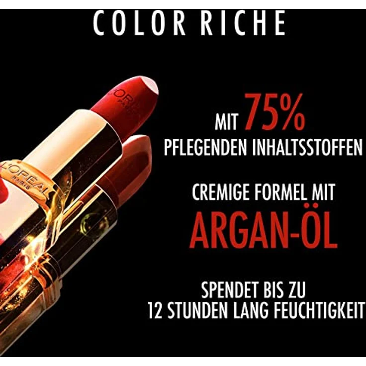 L'Oréal Paris Pflegender Lippenstift mit Satin Finish, Argan-Öl und Vitamin E, Color Riche Satin, Nr. 148 Chez Lui, 1 x 4,3 g – Bild 3